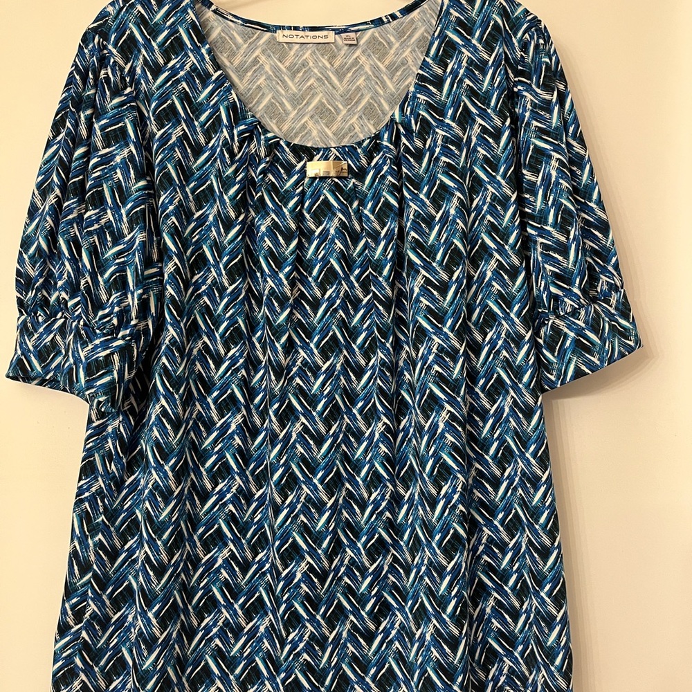 Blue Patterned Women's Top